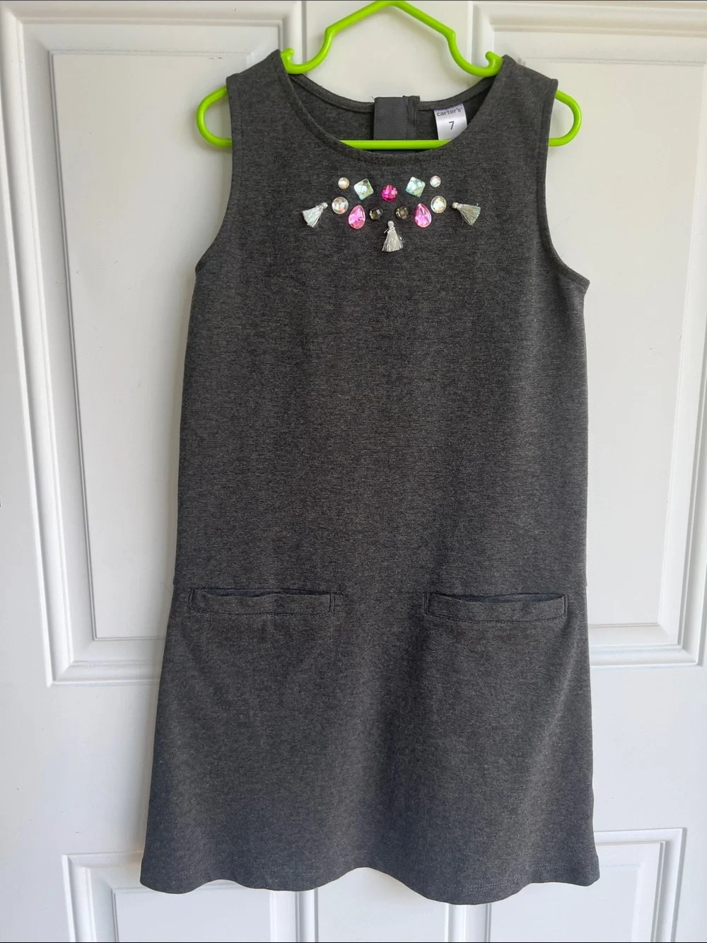 Carter's Charcoal Gray Sleeveless Jewel-Accent Dress
